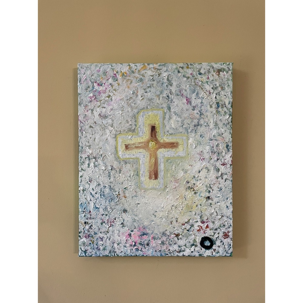 Where Mercy Remains Original Cross Oil Painting Textured Canvas Art 16x20 by O